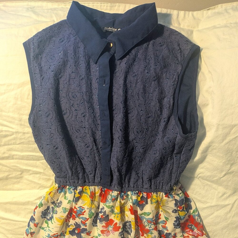 Spring/Summer Collared Dress with Floral Skirt